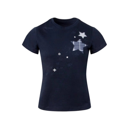 Star Patch Embroidered Short Sleeve Top
