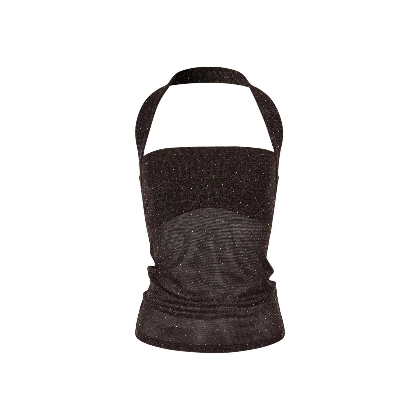 Blusa tubo brillante con cuello halter