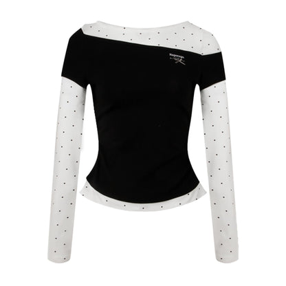 Slim Patchwork Long-sleeved Top