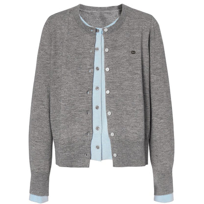 Sweet Girly Contrast Knitted Cardigan