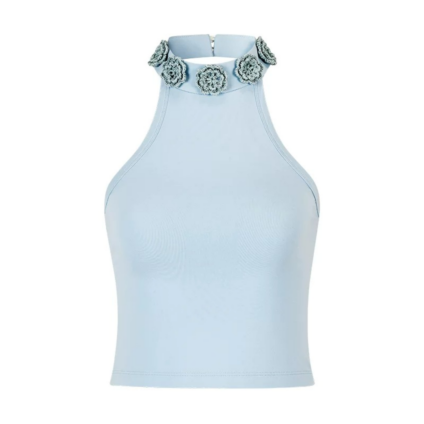 Handmade Crochet Floral Collar Sleeveless Top