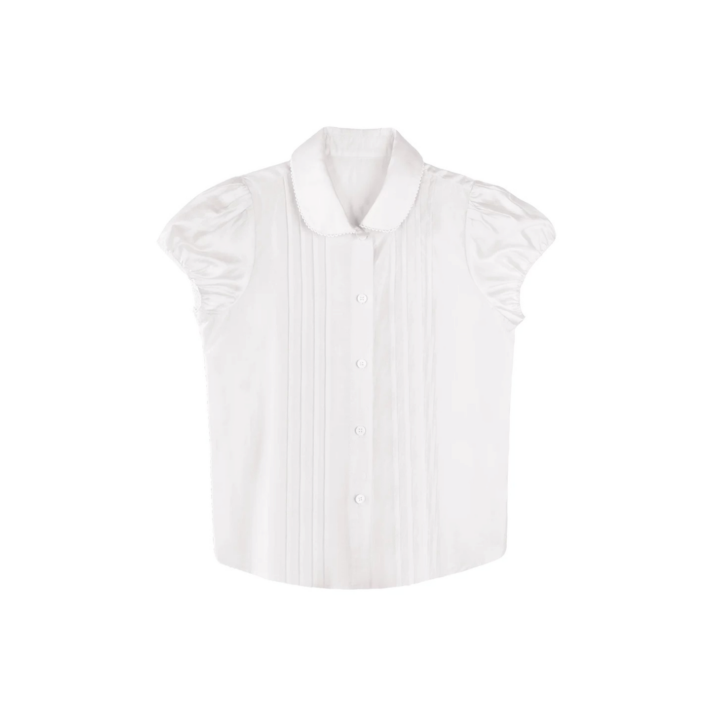 White Tencel Doll Collar Blouse