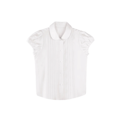 White Tencel Doll Collar Blouse