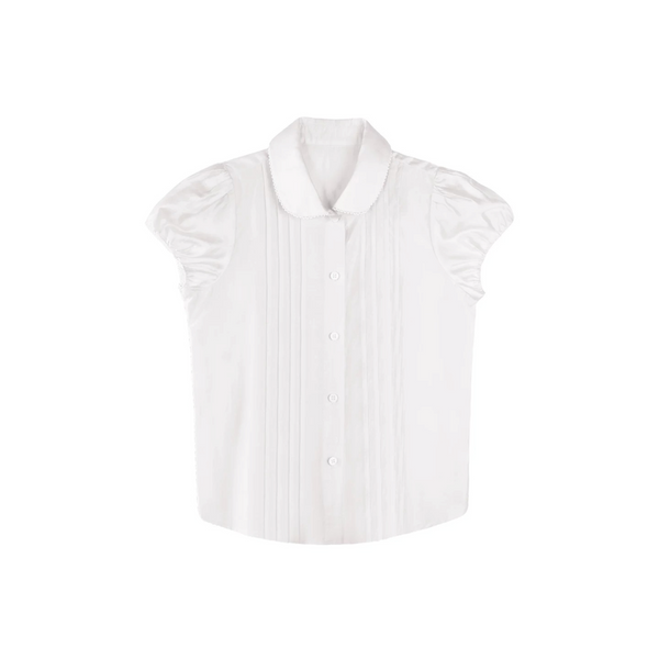 White Tencel Doll Collar Blouse