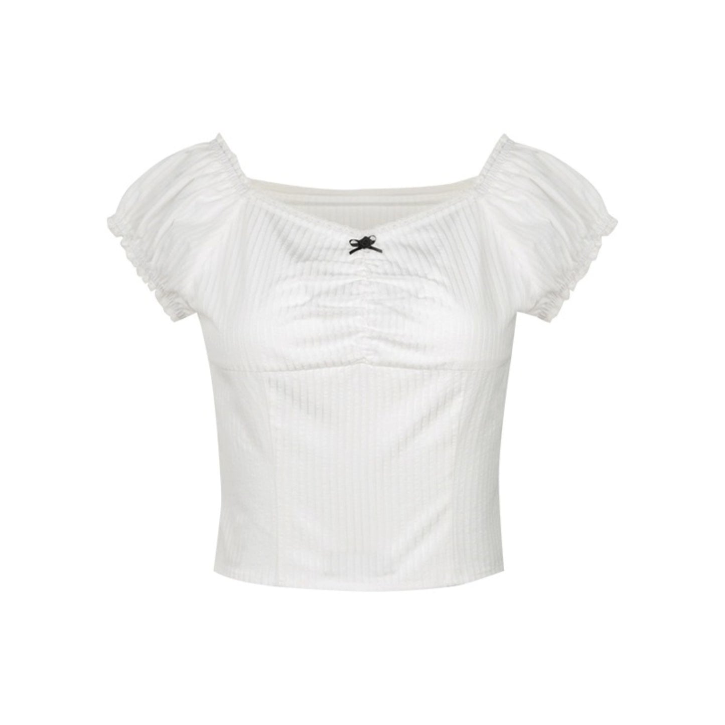 Nap Plaid Puff Sleeve Crop Top