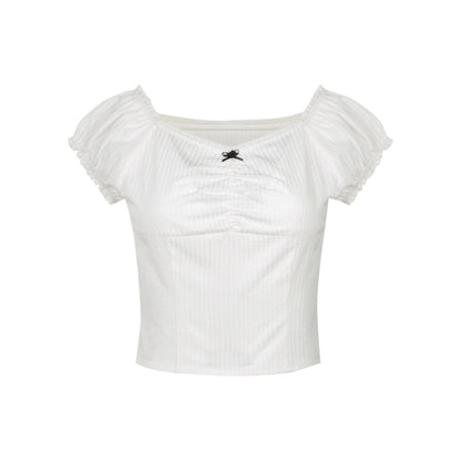 Nap Plaid Puff Sleeve Crop Top