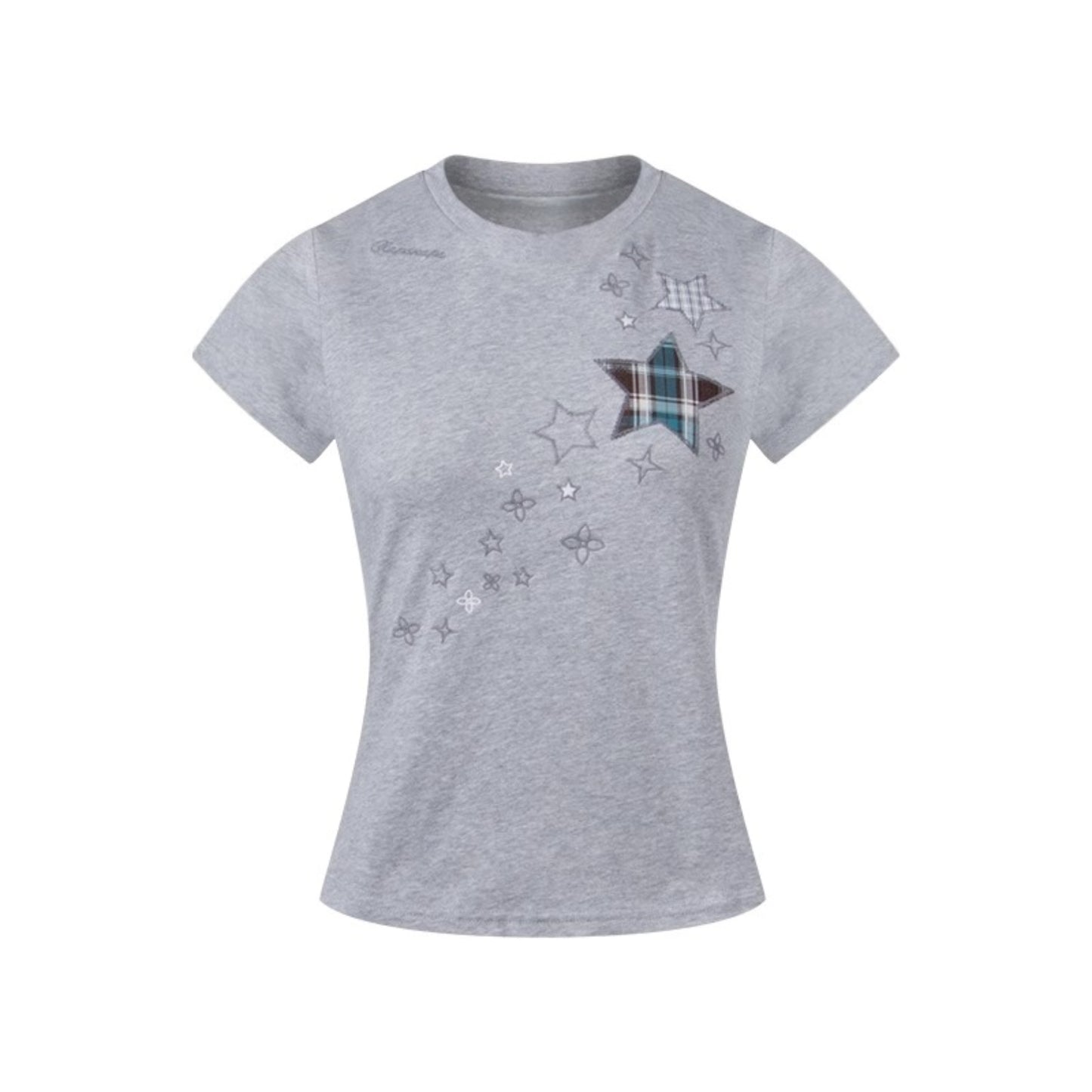Star Patch Embroidered Short Sleeve Top