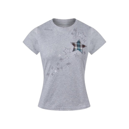 Star Patch Embroidered Short Sleeve Top