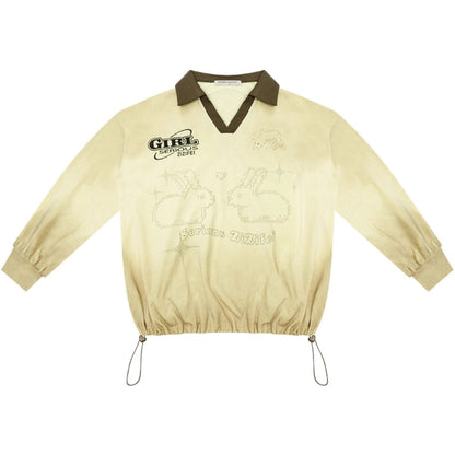 Gradient Print Polo Sweatshirt