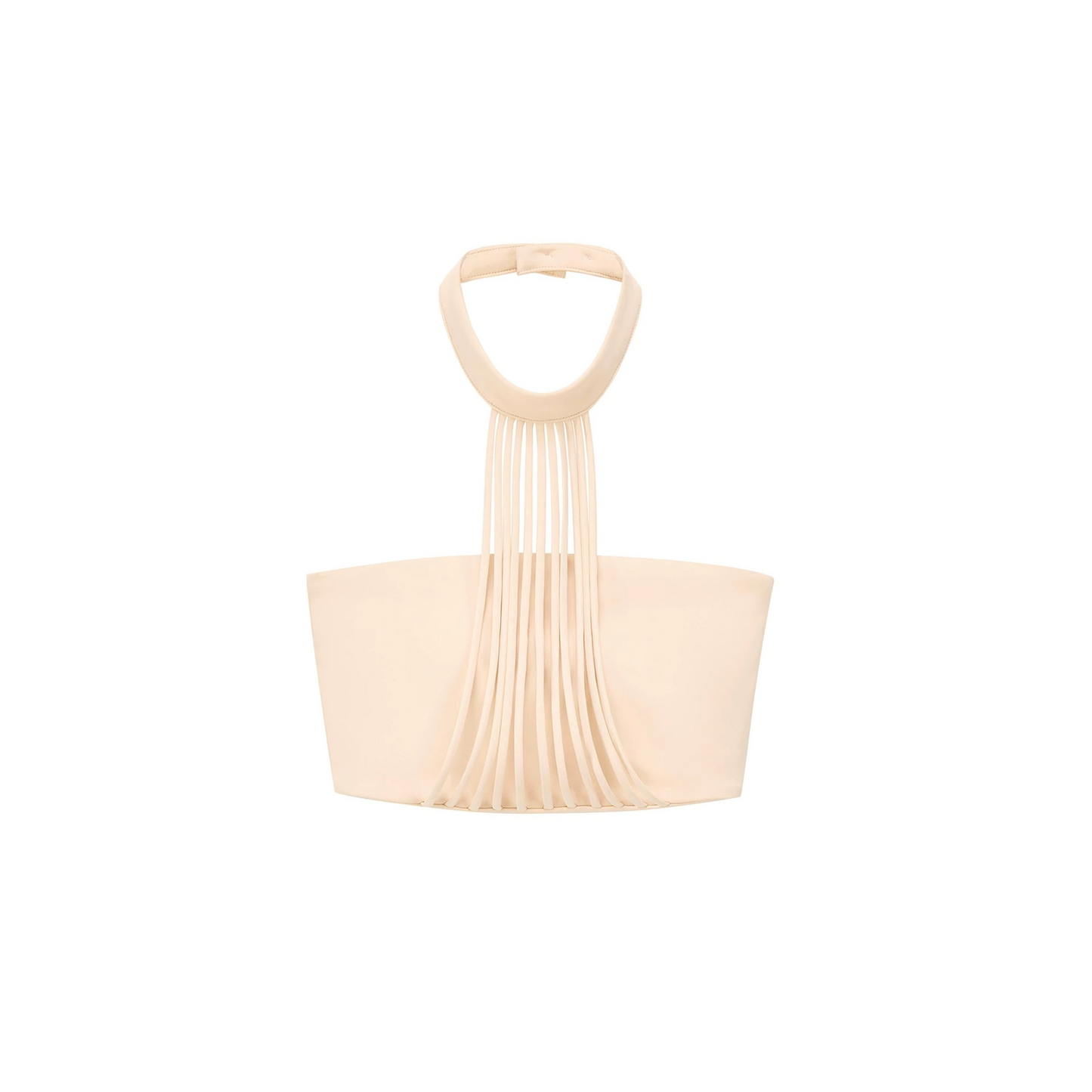 Pleated Tassel Halter Top and Flared Pants Set-Up