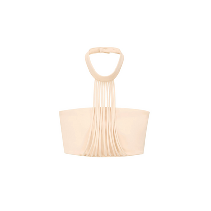 Pleated Tassel Halter Top and Flared Pants Set-Up