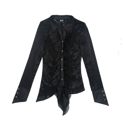 Vintage Ruffled Two-Tone Cardigan