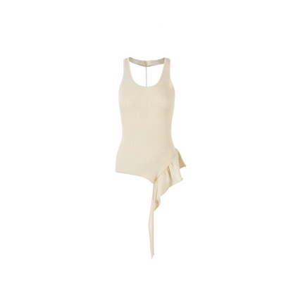 Fano Ruffled Halter Backless Tank