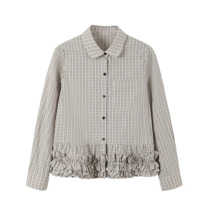 Flower Hem Shirt With Tie Set-Up