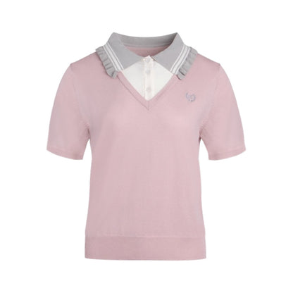 Preppy V-Neck Knit Top