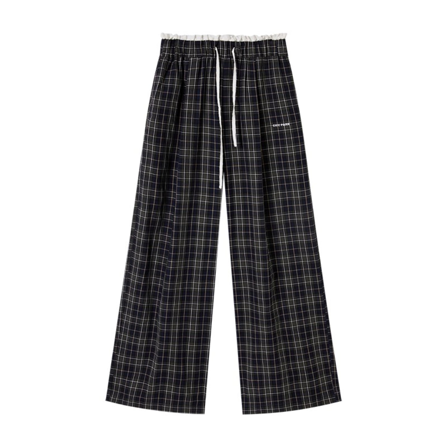 Retro Check Drawstring Pants