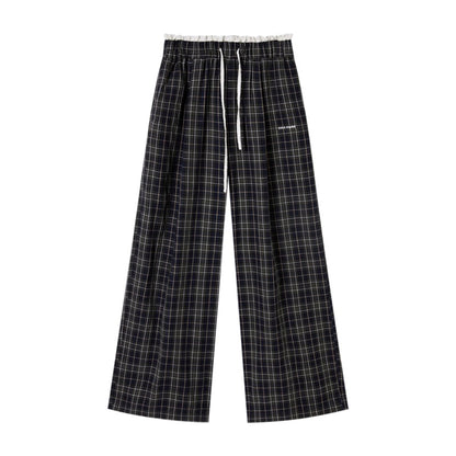 Retro Check Drawstring Pants