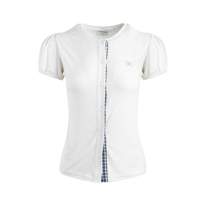 Original Slim Short Sleeve  Plaid Panelled Skirt Set-Up