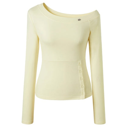 Slanted Shoulder Long Sleeve T-Shirt