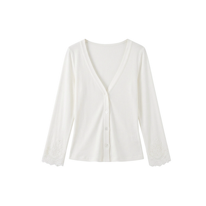 Tencel-Woll-Spitzen-Strickjacken- und Rock-Set