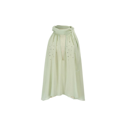 Rhinestone Chiffon Lace Blouse