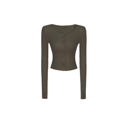 Ribbed Lace Long-Sleeve Cardigan