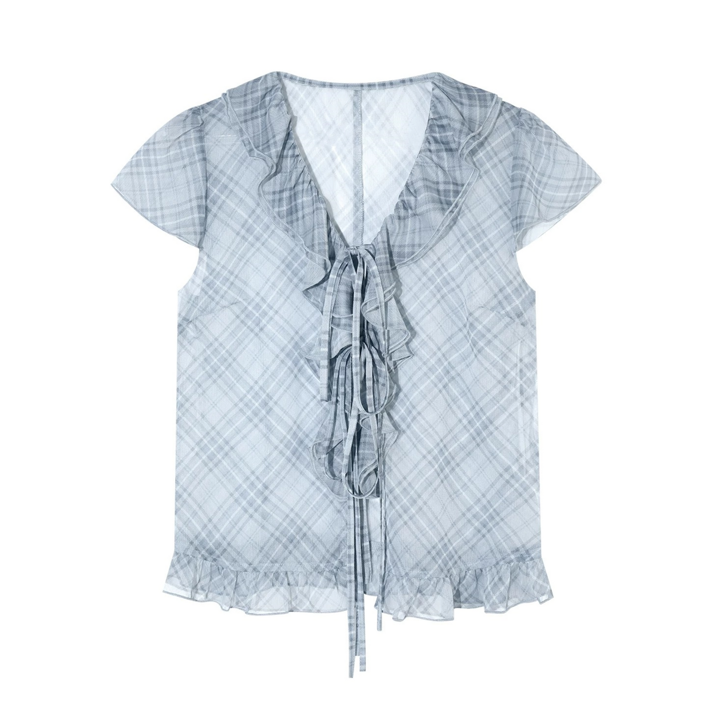 Completo a Due Pezzi Retro a Quadri in Chiffon