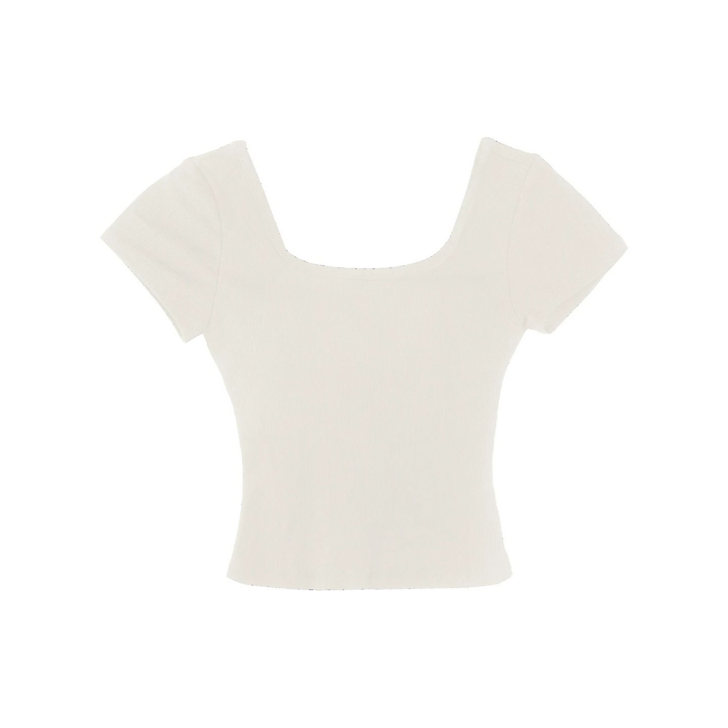 Maglia corta blu navy a coste con collo in maglia