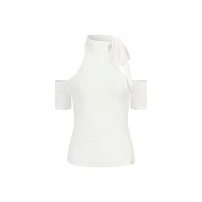 Woolen Off-Shoulder Patchwork Top