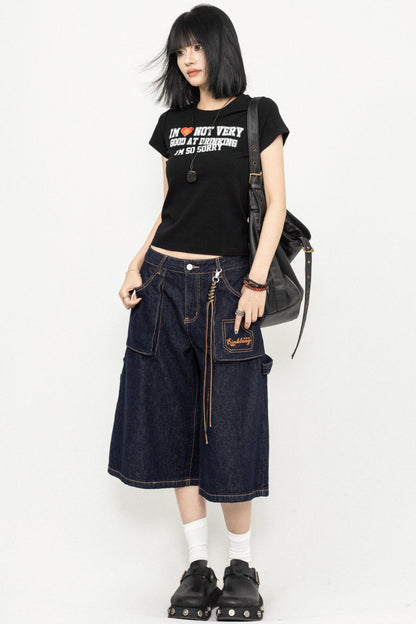 Wide-Leg Denim Trousers