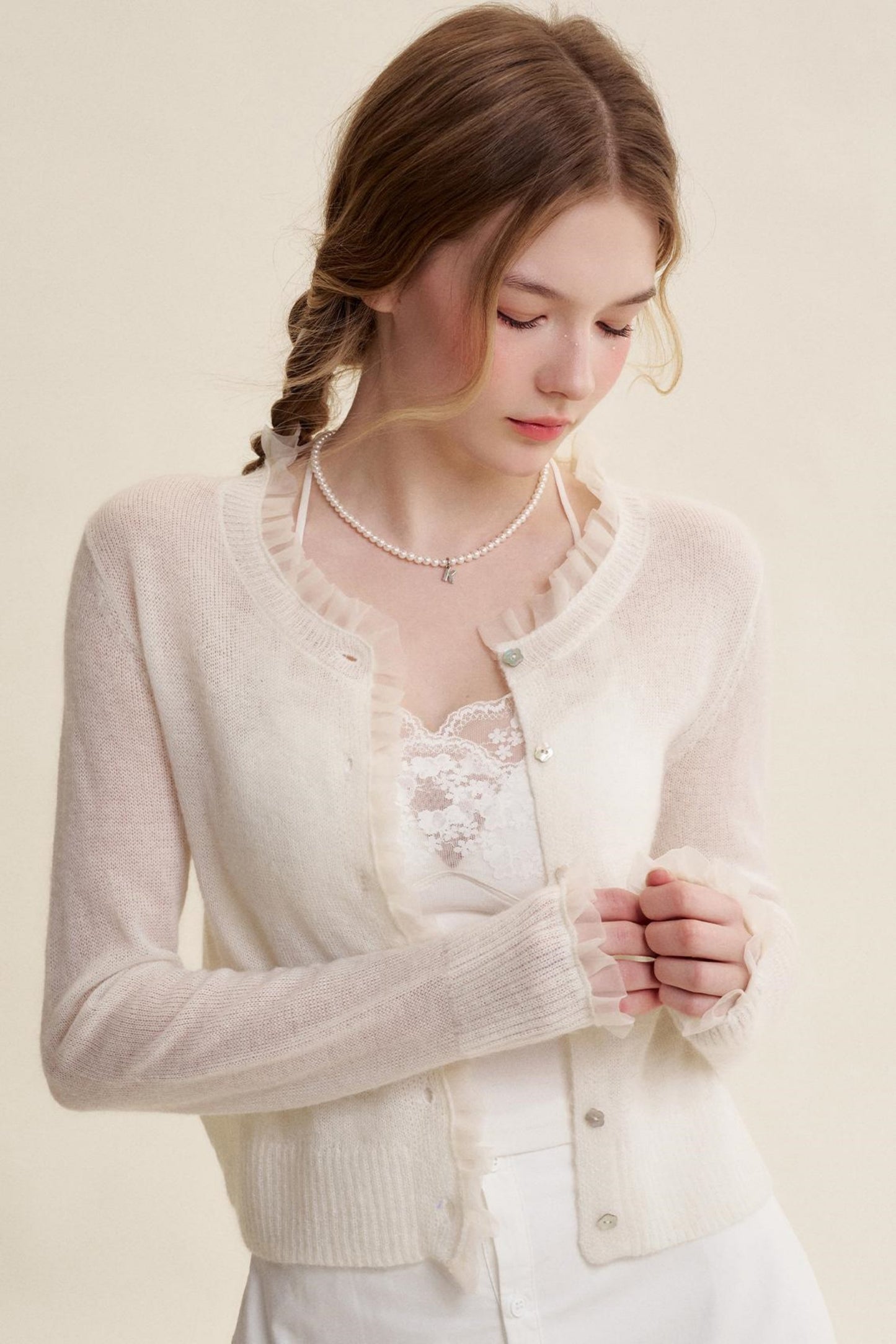 Sheer Organza Mohair Cardigan