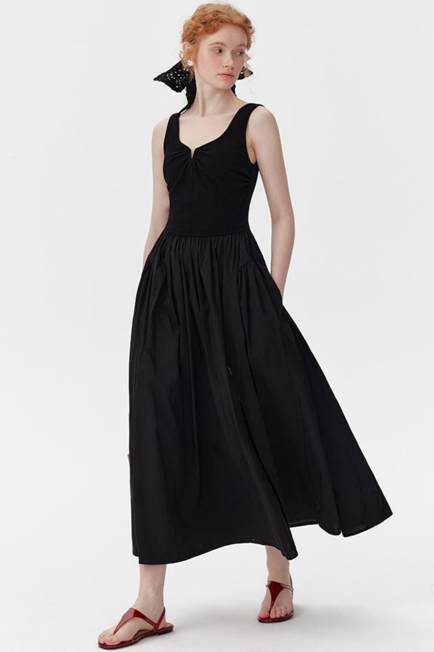 Black Drawstring Tank Dress