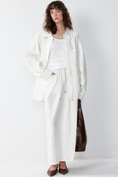 Ramie Layered Long Sleeve Shirt Set-Up