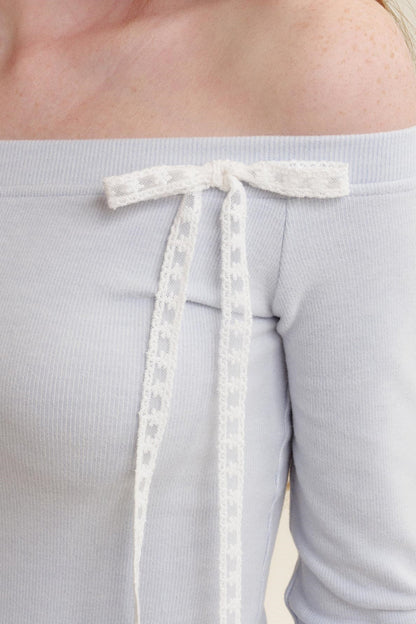 Velvet Stripe Bow Long Sleeve T-Shirt