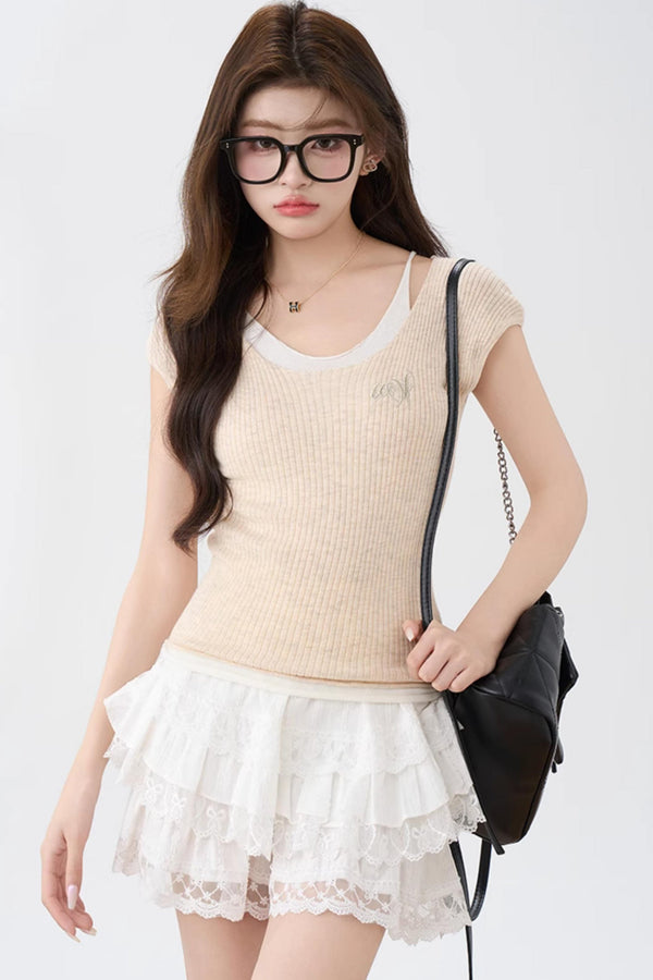 Lightweight Cap Sleeve Knit Top