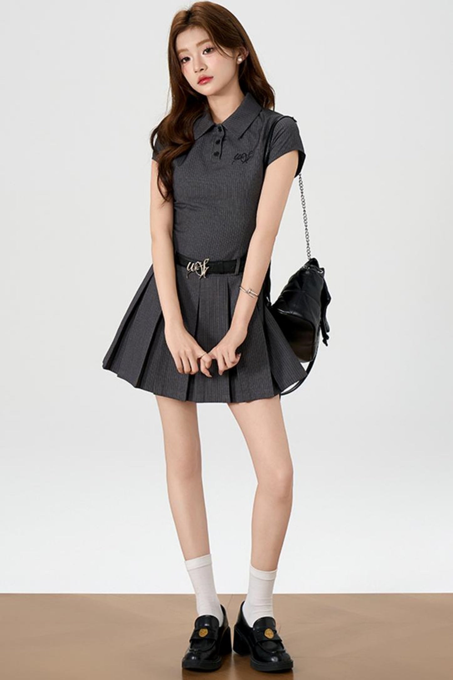 Summer Pleated Polo Dress
