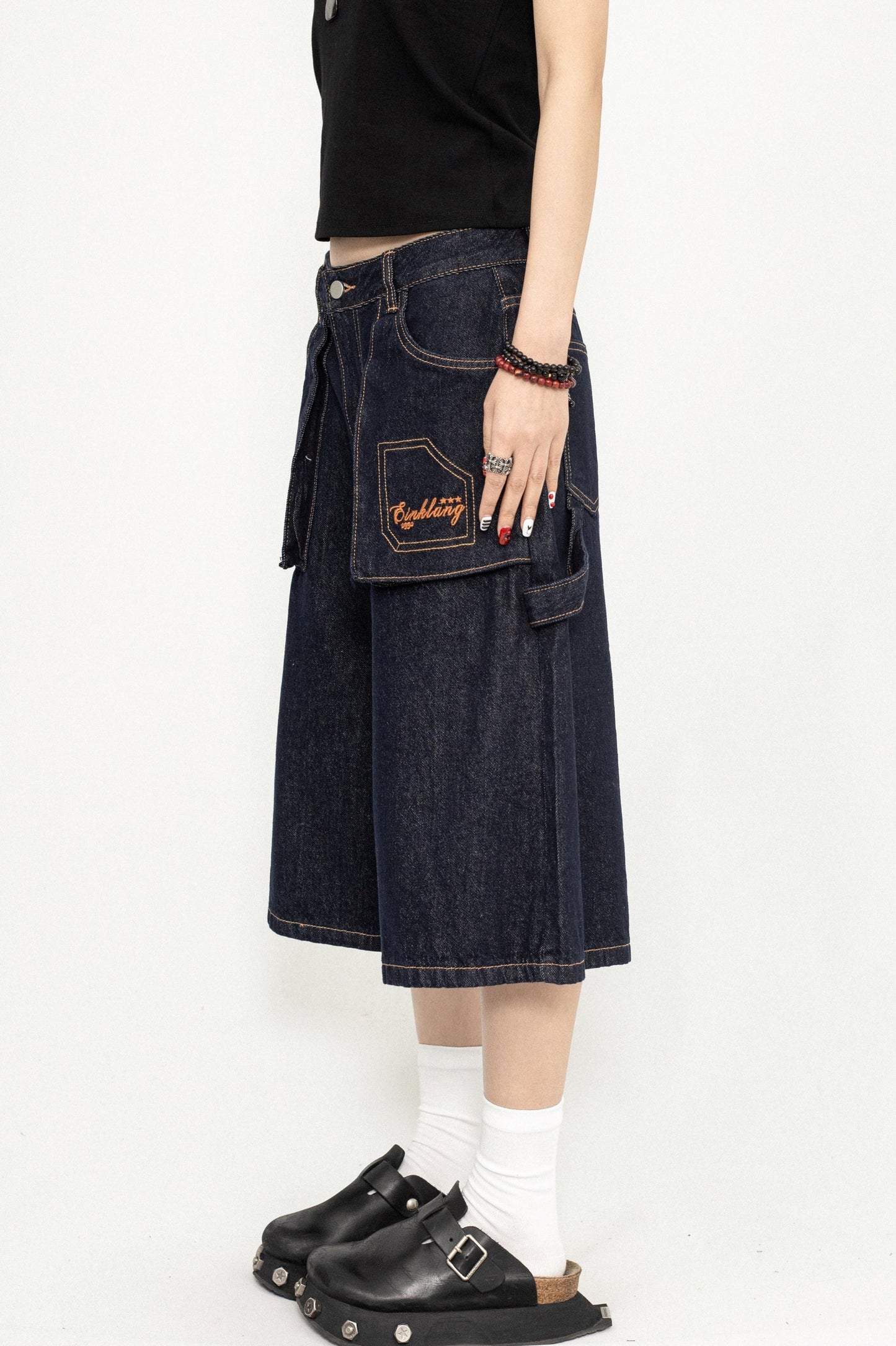 Wide-Leg Denim Trousers