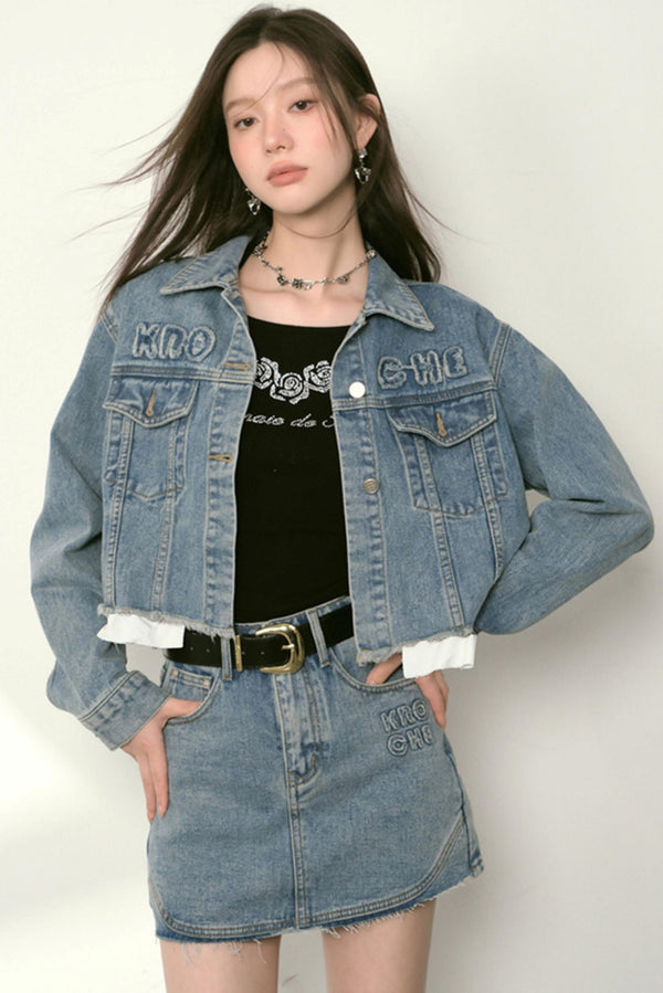 A Line Denim Skirt Set-Up