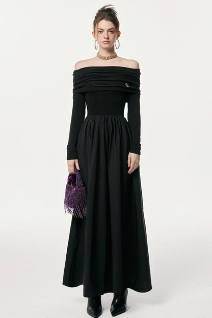 Black Embroidered Gown Dress