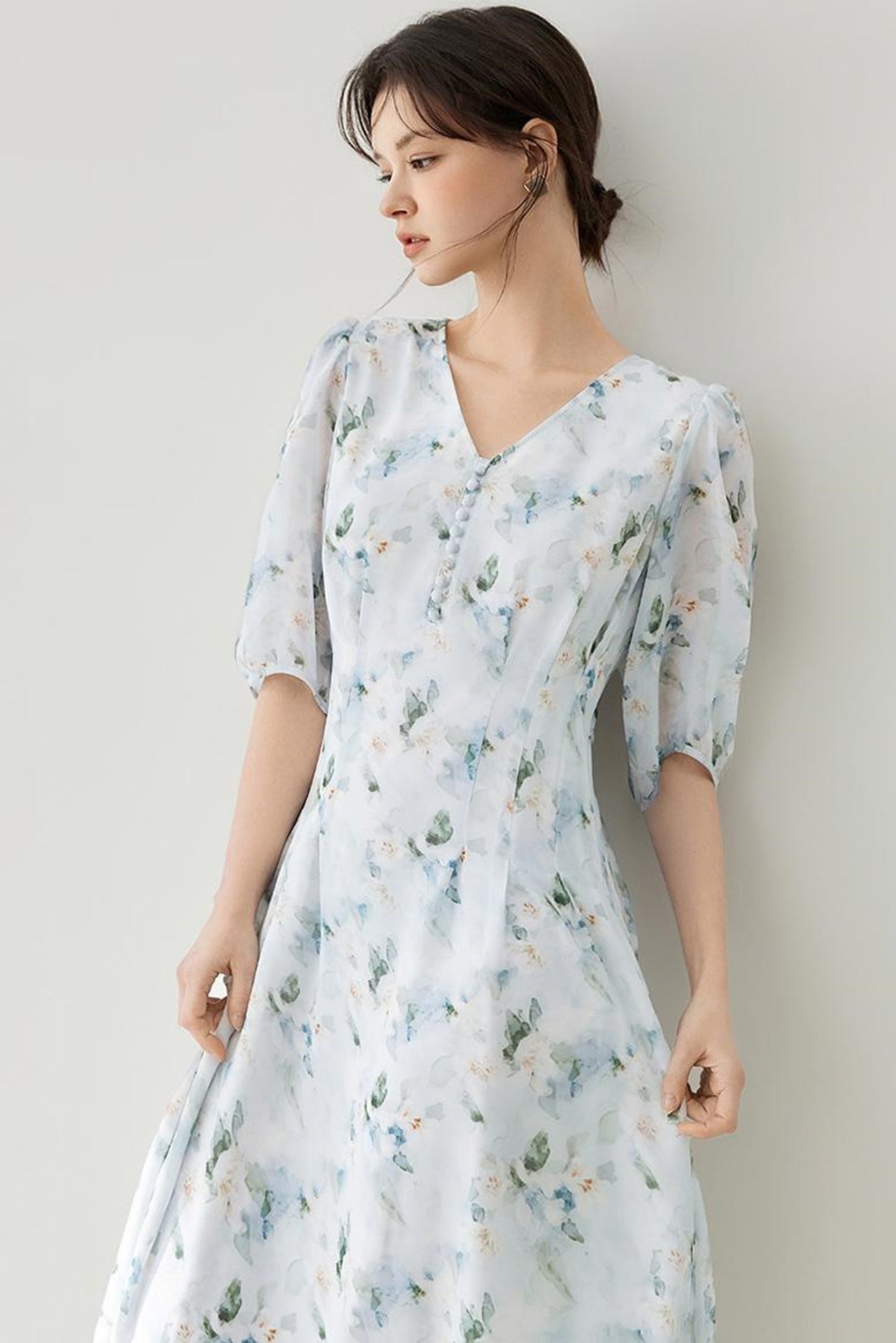 French Floral Midi Dress