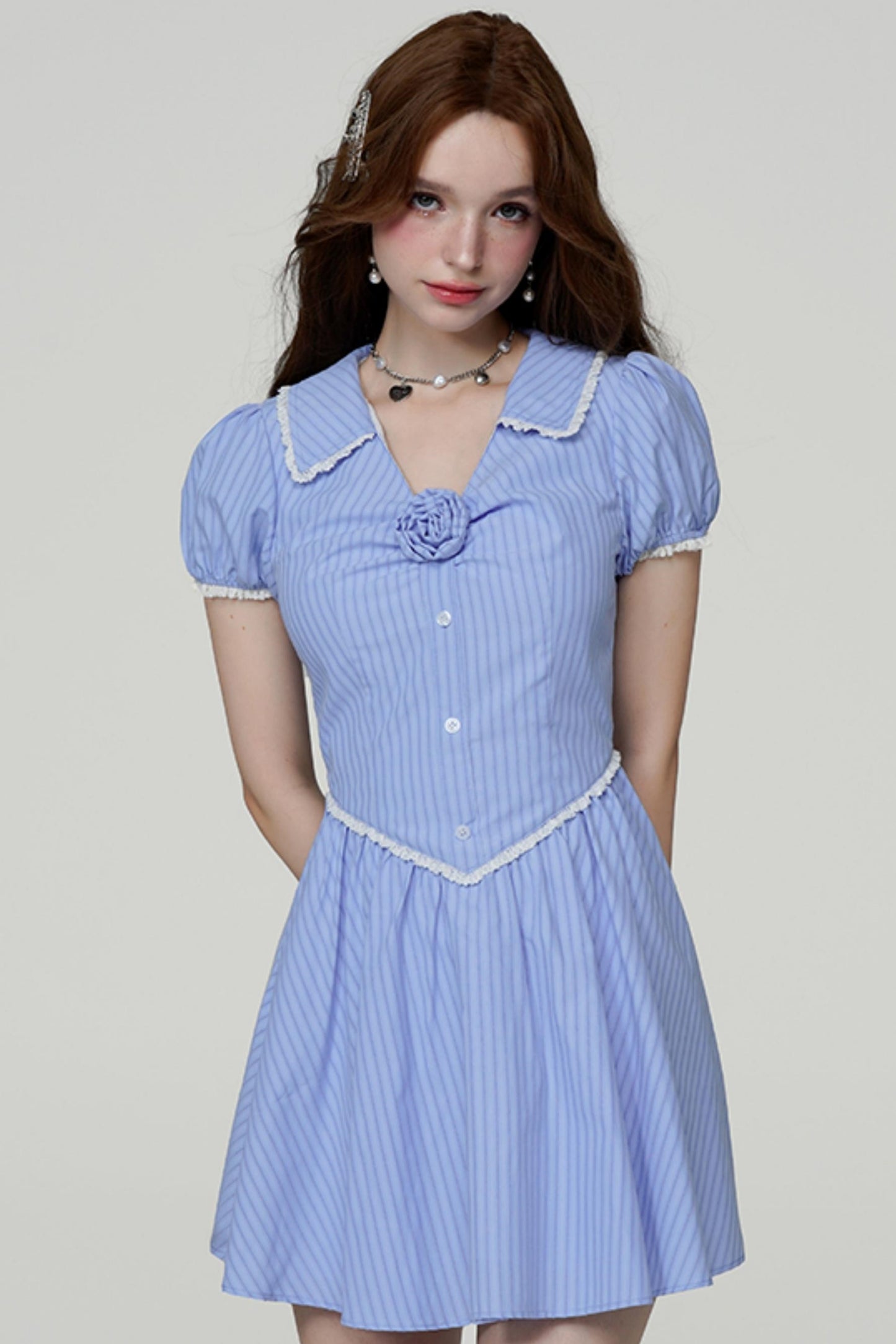 Rose Bubble Sleeve Dress