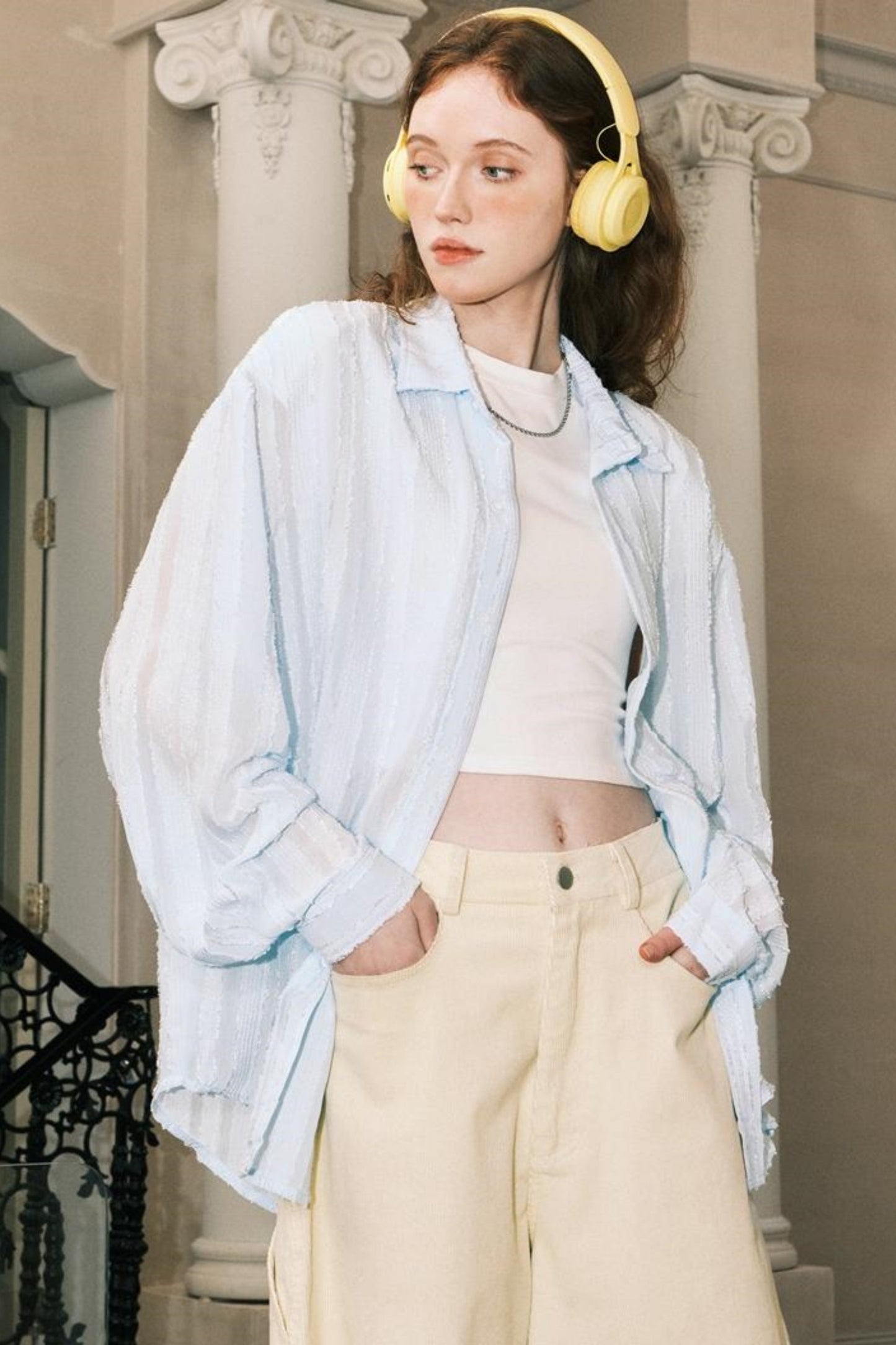 Sheer Texture Long Shirt