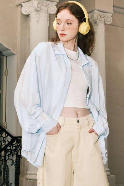Sheer Texture Long Shirt