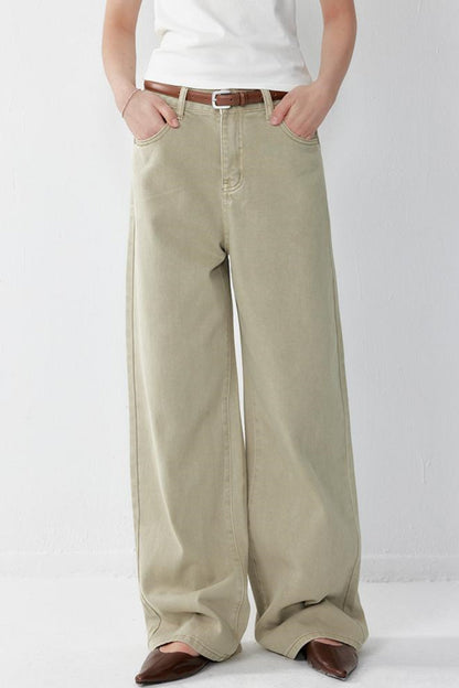 Spring Vintage Wide-Leg Pants