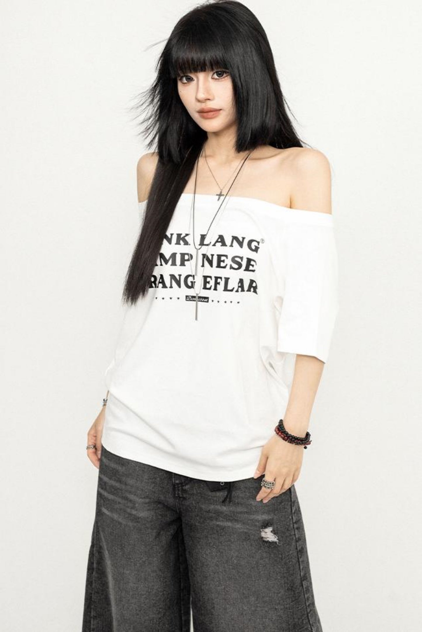 Casual Black Off-Shoulder Tee