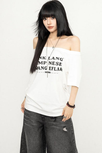 Casual Black Off-Shoulder Tee