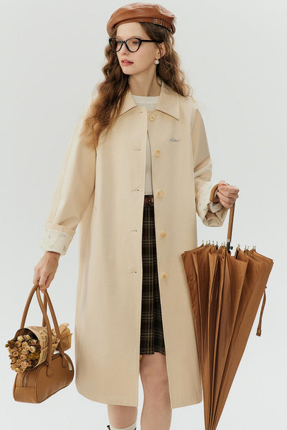 Petite Floral A-Line Trench Coat