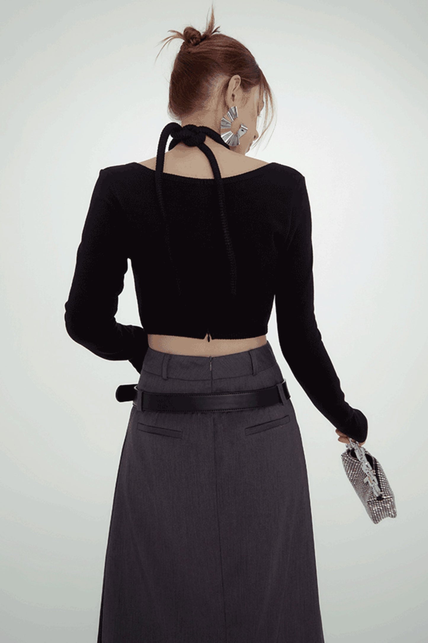 Chic Cutout Gray Maxi Skirt