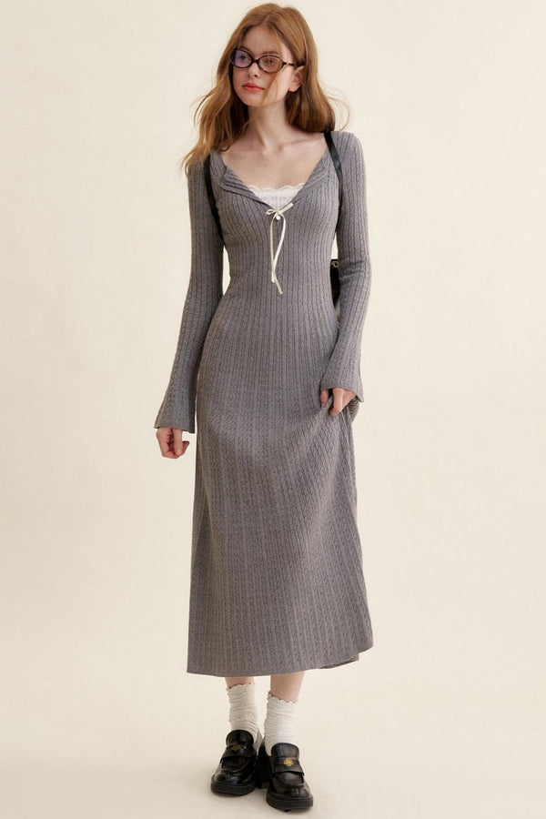 Lace Patchwork Knit Dress