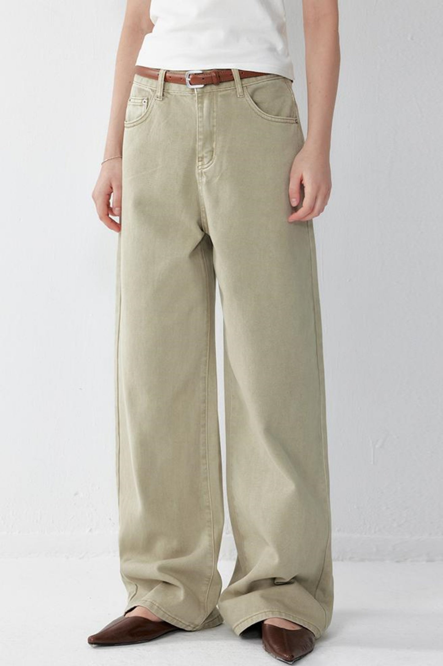 Spring Vintage Wide-Leg Pants